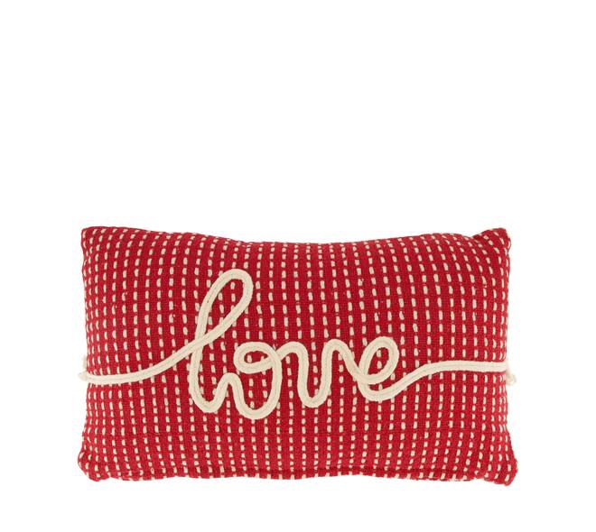 Cushion rectangular love cotton 50x30x8cm - Red