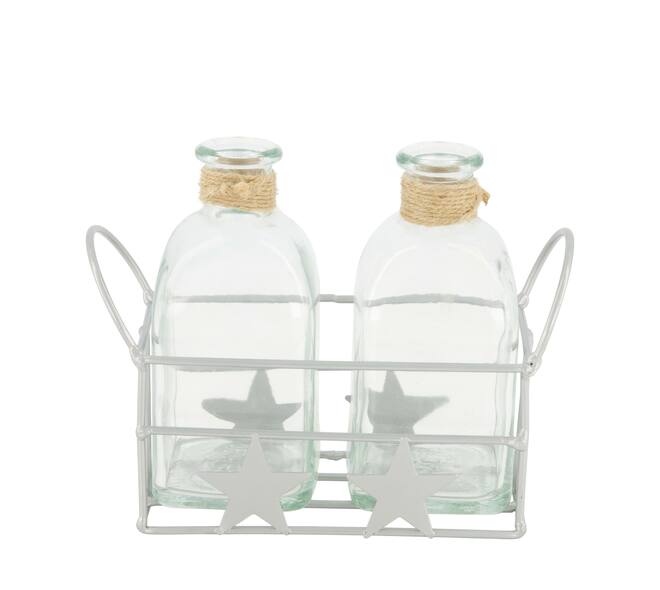 Basket star metal with glass 18x7.5x14cm