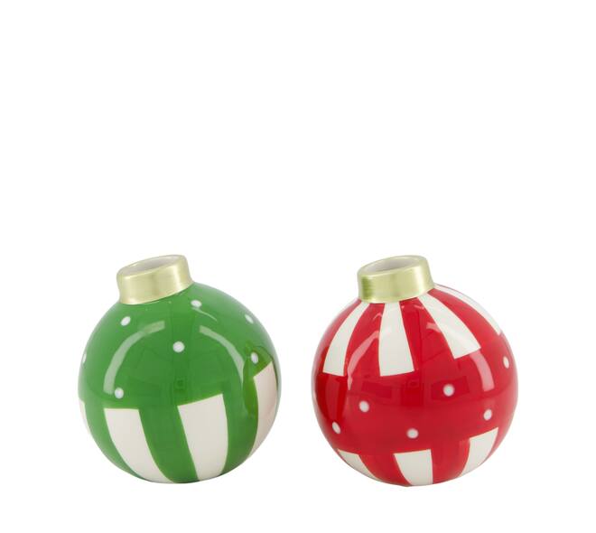 Vase christmas ball ceramic 9.4x9.4x10.1cm  - Red