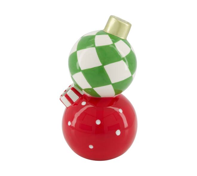 Vase christmas balls ceramic 10.4x10.3x18.9cm - Red