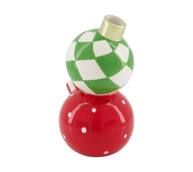Vase christmas balls ceramic 10.4x10.3x18.9cm - Red