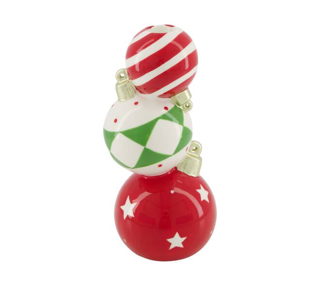 Vase christmas balls ceramic 10.7x9.8x21.6cm - Red
