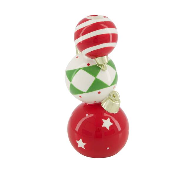 Vase christmas balls ceramic 10.7x9.8x21.6cm - Red
