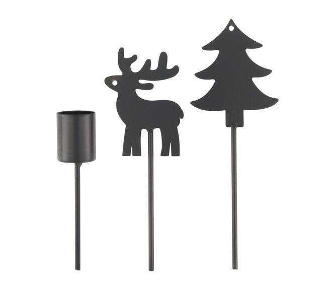 Figurine mixed tealight holder metal on stick 17x16x3cm 8pc