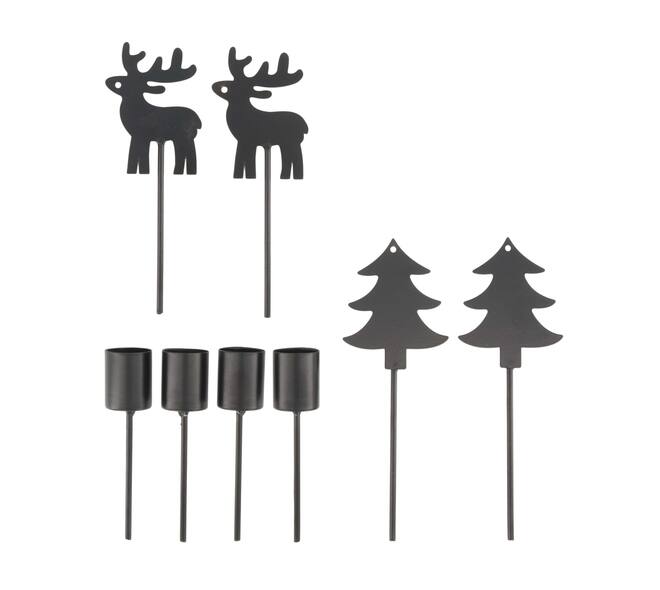 Figurine mixed tealight holder metal on stick 17x16x3cm 8pc