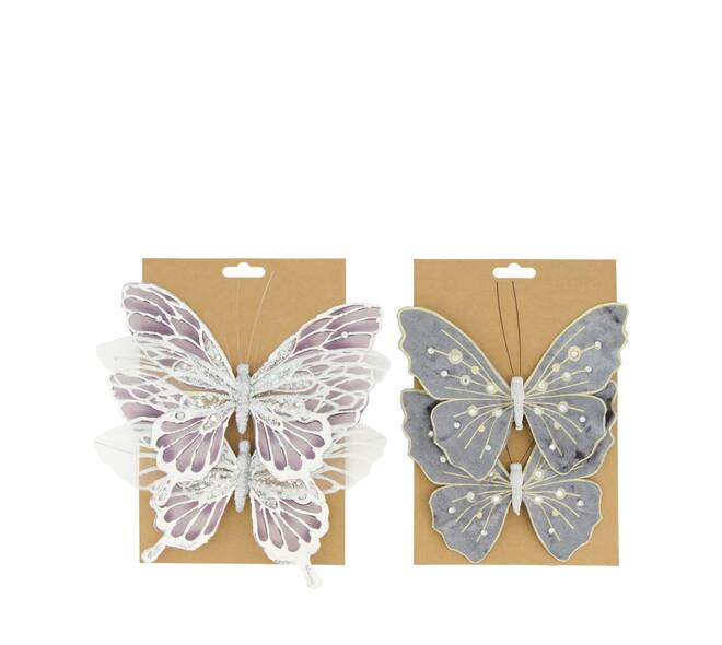 Butterfly fabric on clip 17x14.5x2.5cm 2pc A/2