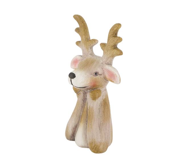 Figurine reindeer ceramic 6.5x6x13cm - Brown