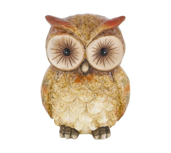Figurine owl ceramic 13.5x10x18cm - Brown