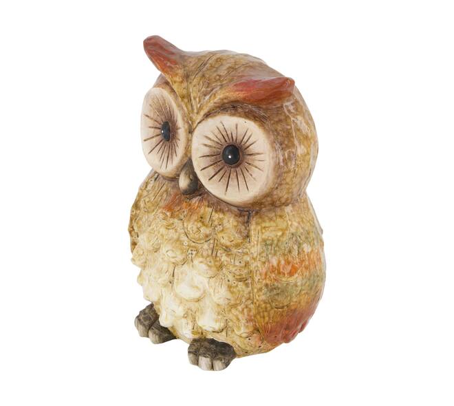 Figurine owl ceramic 13.5x10x18cm - Brown