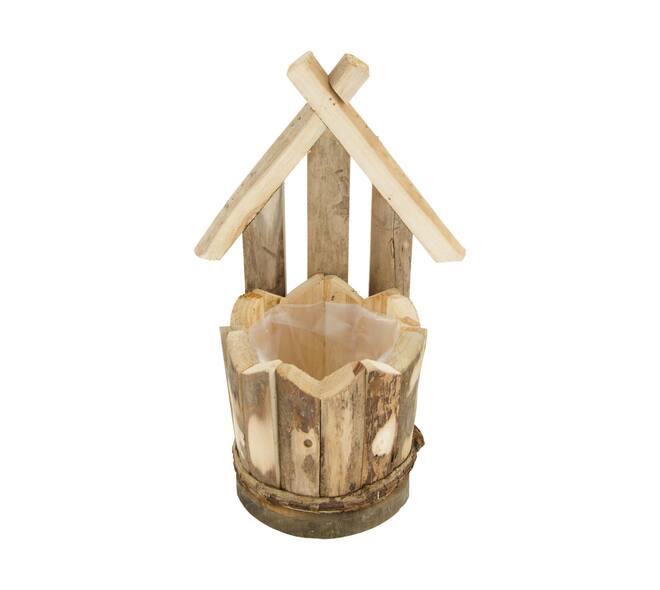 Planter house historic wood with plastic 20x17.5x28cm
