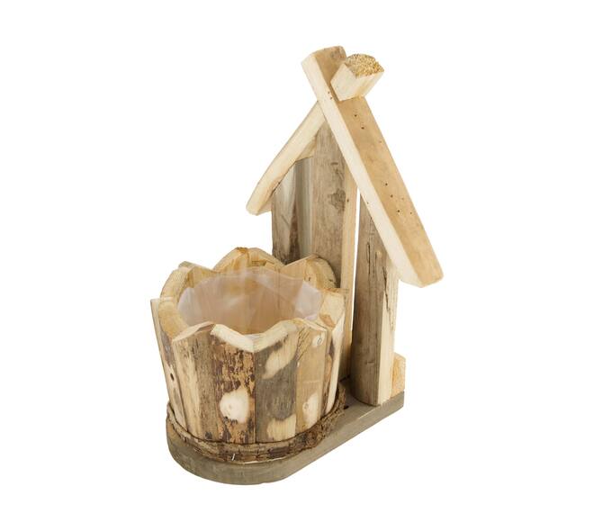 Planter house historic wood with plastic 20x17.5x28cm