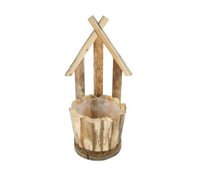 Planter house historic wood with plastic 21.5x19x38cm