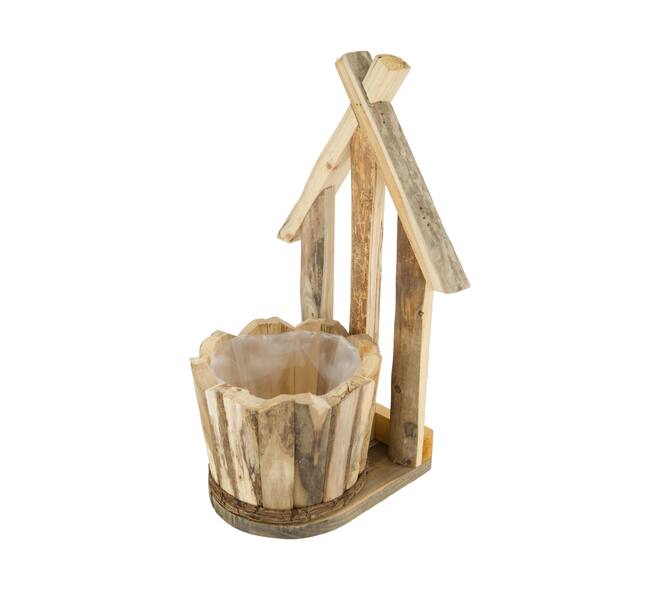 Planter house historic wood with plastic 21.5x19x38cm