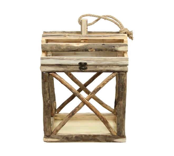 Lantern historic wood with glass 38x28x55cm S/2