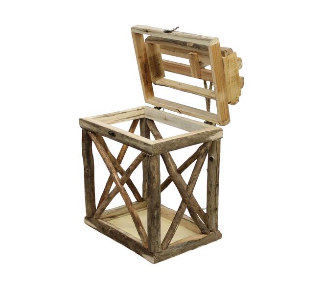 Lantern historic wood with glass 38x28x55cm S/2