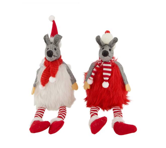 Figurine mouse fabric 9x8x36cm  - Red