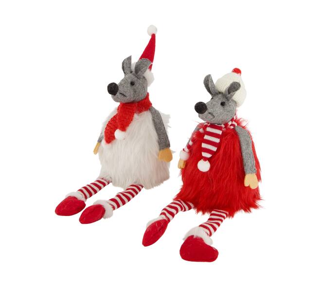 Figurine mouse fabric 9x8x36cm  - Red