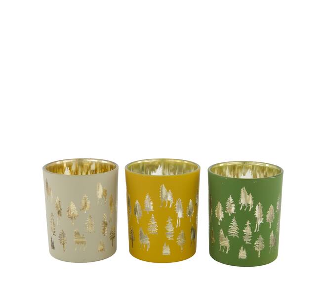 Tealight holder round glass 7.3x7.3x8cm C/3