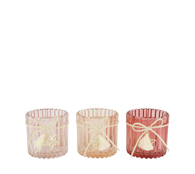 Tealight holder round glass 7.5x7.5x7.5cm C3 - Pink