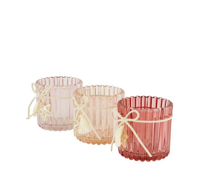 Tealight holder round glass 7.5x7.5x7.5cm C3 - Pink