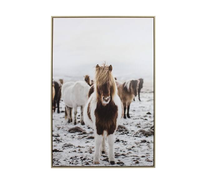 Wall art rectangular horse canvas with frame 82.6x4.3x122.6cm - Multi