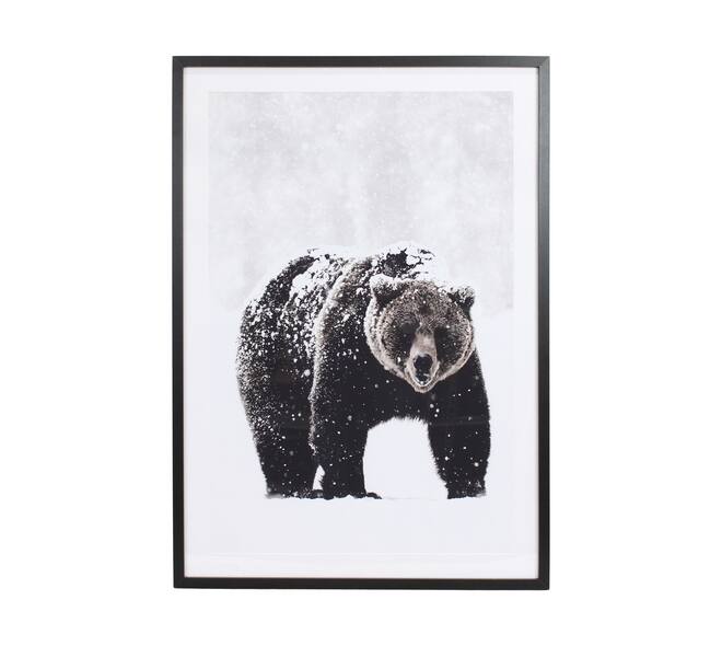 Wall art rectangular bear canvas with glass 70x4x100cm - Multi