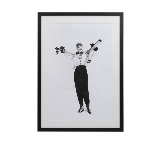 Wall art rectangular woman with skis canvas with glass 50x3x70cm