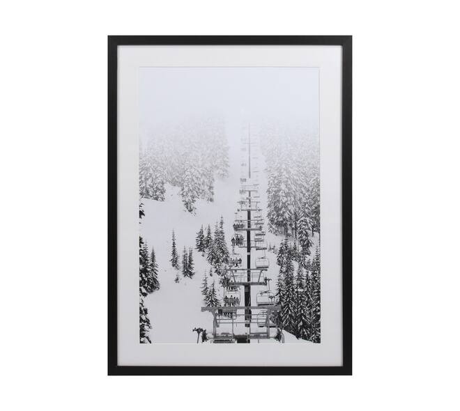 Wall art rectangular ski lift canvas with glass 50x3x70cm