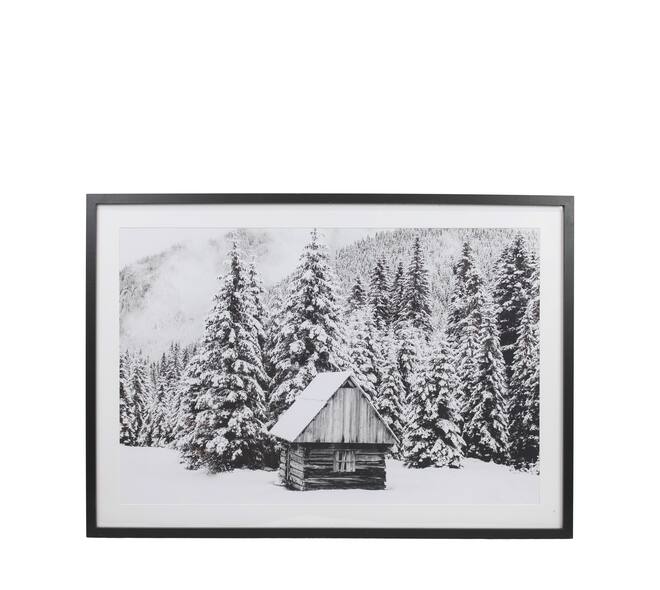 Wall art rectangular ski hut canvas with glass 70x4x100cm