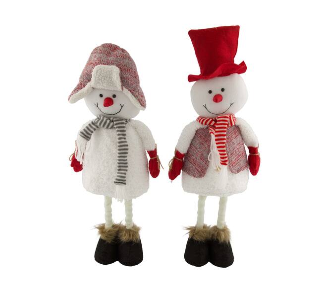 Figurine snowman fabric 24x10x60cm  - Brown