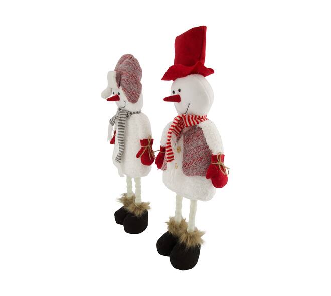 Figurine snowman fabric 24x10x60cm  - Brown