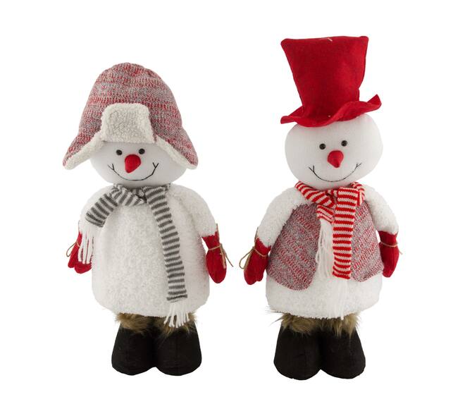Figurine snowman fabric 24x10x60cm  - Brown