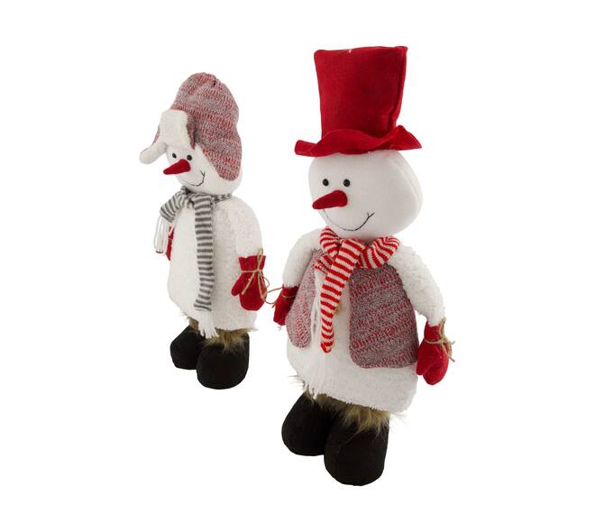 Figurine snowman fabric 24x10x60cm  - Brown