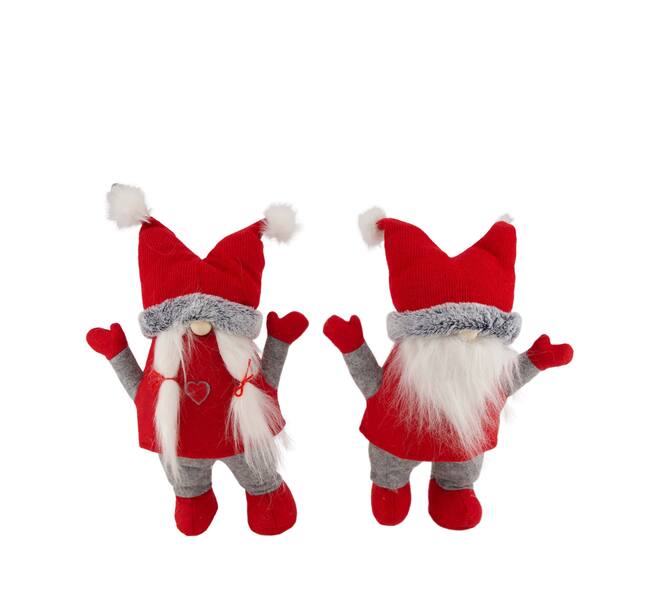 Figurine gnome fabric 26x10x35cm - Red