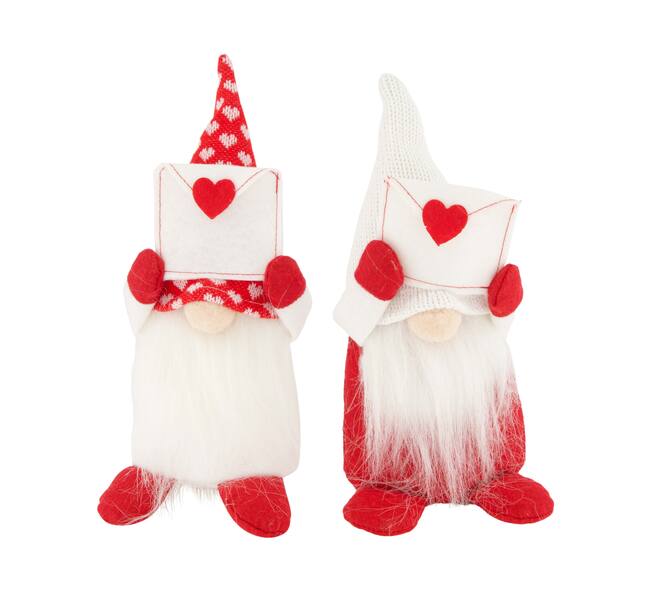 Figurine gnome heart fabric 11x10x25cm A/2