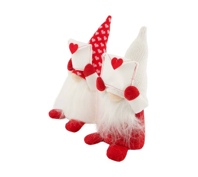 Figurine gnome heart fabric 11x10x25cm A/2