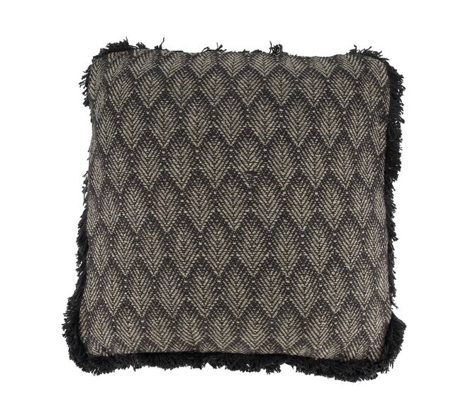Cushion square leaf print cotton 45x45x8cm - Grey