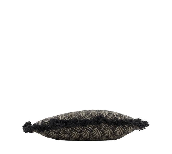 Cushion square leaf print cotton 45x45x8cm - Grey