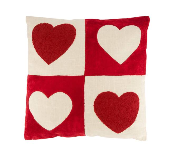 Cushion square hearts cotton 45x45x8cm
