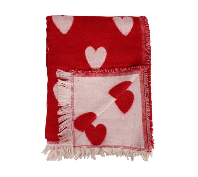 Plaid rectangular jacquard hearts acrylic 125x150x2cm