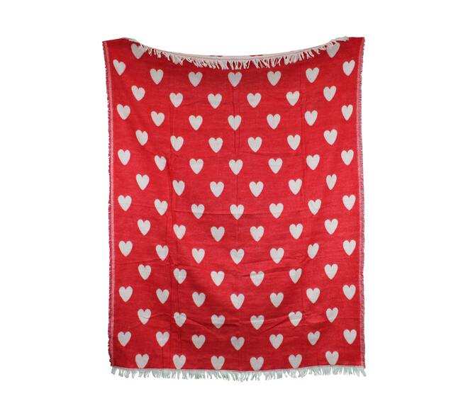 Plaid rectangular jacquard hearts acrylic 125x150x2cm
