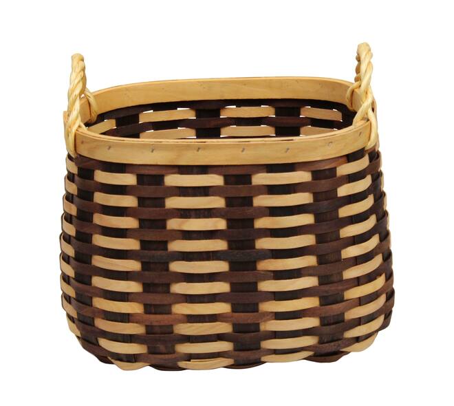 Basket oval chip wood with handle 38x28x26cm - Brown