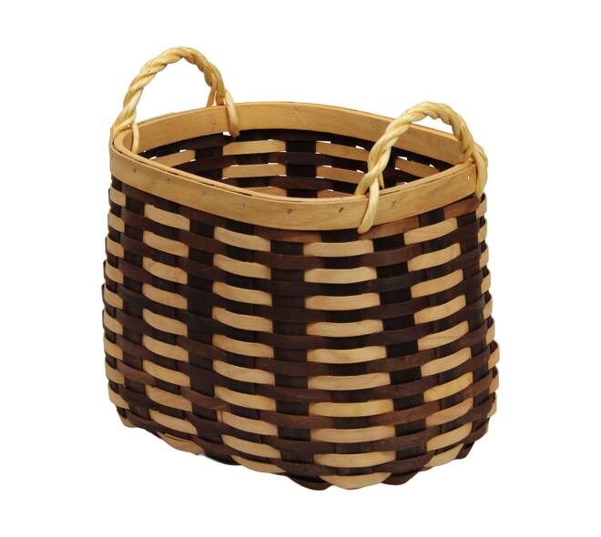 Basket oval chip wood with handle 38x28x26cm - Brown