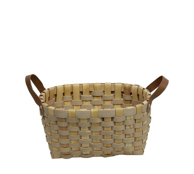 Basket rectangular chip wood 36x28x18cm - Cream