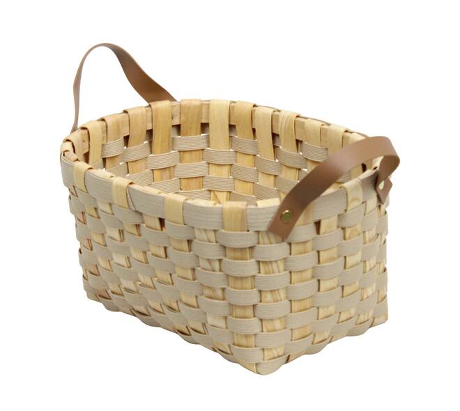 Basket rectangular chip wood 36x28x18cm - Cream