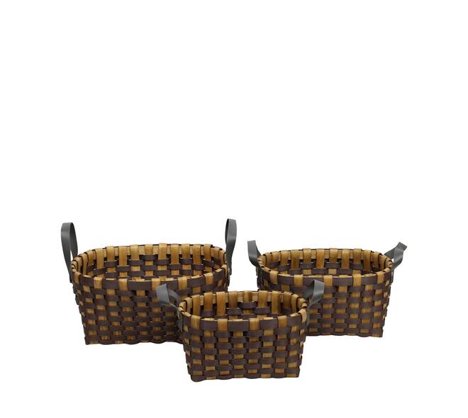 Basket rectangular chip wood 36x28x18cm  - Brown