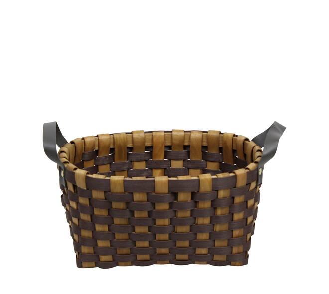 Basket rectangular chip wood 36x28x18cm  - Brown