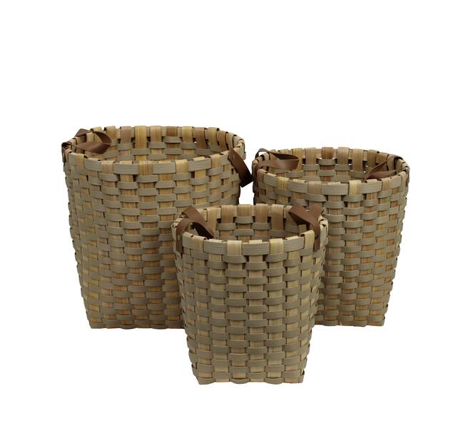 Basket square chip wood 38x38x38cm  - Cream