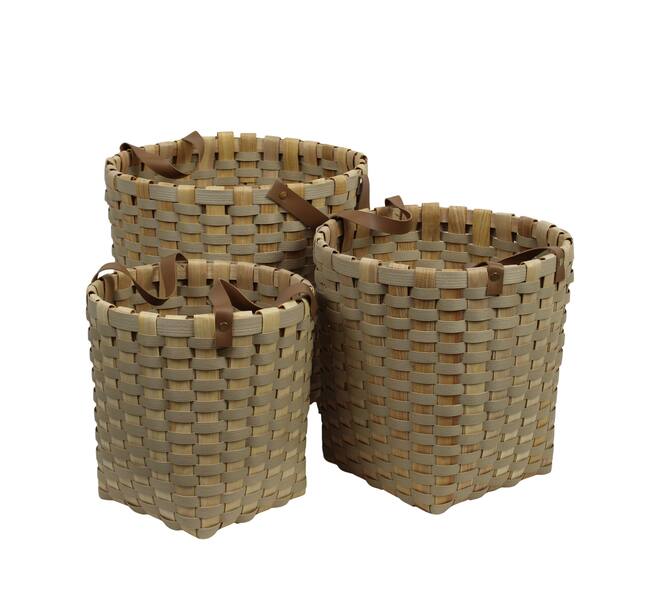 Basket square chip wood 38x38x38cm  - Cream