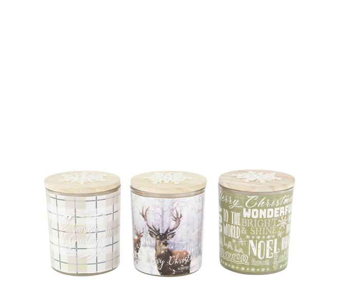 Candle vanilla scent wax with glass 7x7x8.5cm  - Multi